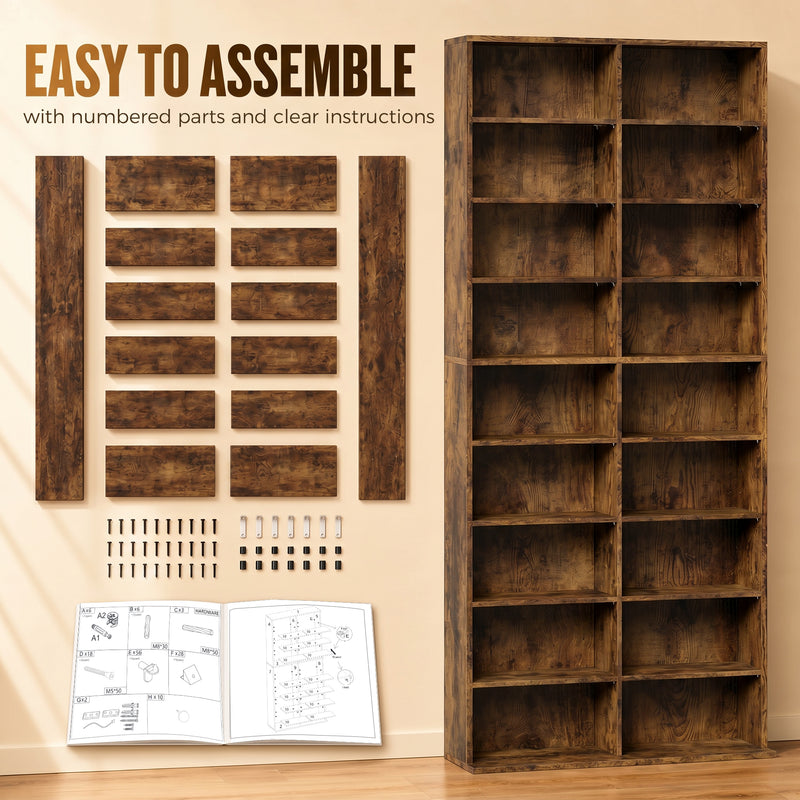 Tall Media Storage Unit with Adjustable Shelves for CDs and DVDs Slim Design