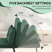 4 in 1 Velvet Feel Single Chair Bed with Pillow Converts to Lounger or Sleeper, Green