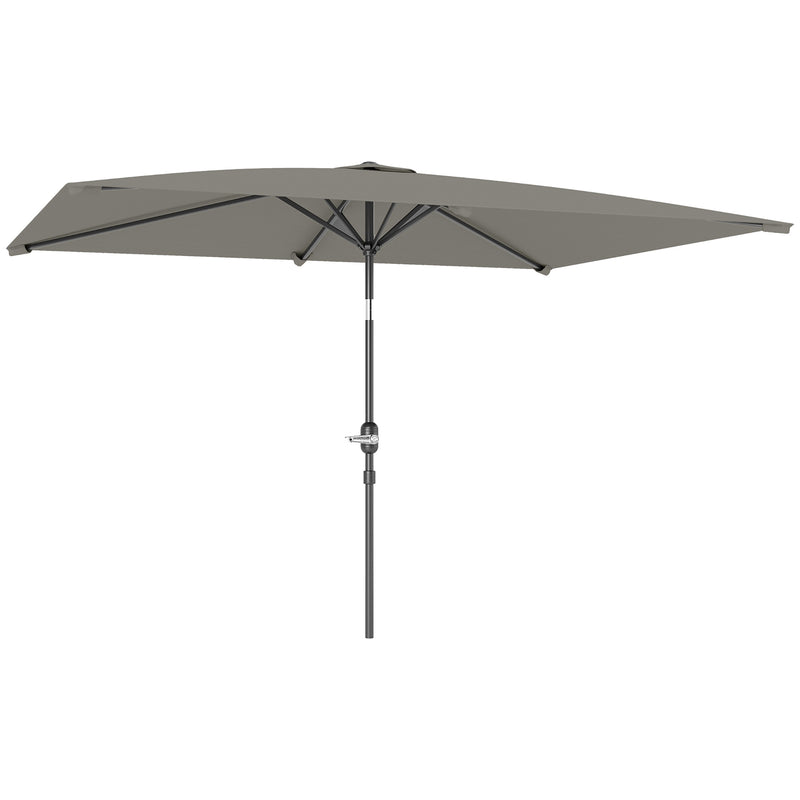 Light Grey 3x2m Rectangular Garden Parasol with Aluminium Tilt and Crank by Outsunny