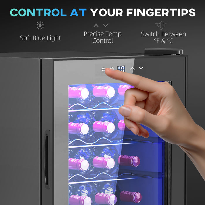 Black 20 Bottle Countertop Wine Fridge 5-18℉ Temperature Control by HOMCOM