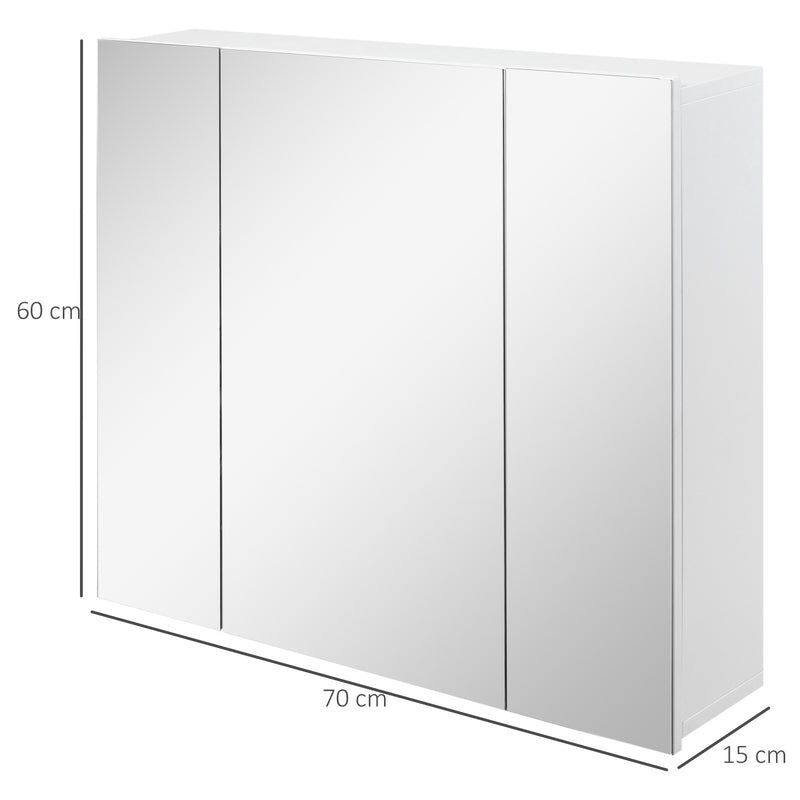 White Wall Mounted Bathroom Mirror Cabinet With Shelves For Toiletries Storage