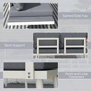 Grey 3 Piece Patio Furniture Set with Adjustable Lounger and Table by Outsunny