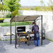 Khaki BBQ Grill Gazebo Tent 2.2 x 1.5 m with Metal Frame and Hooks for Outdoor Shade by Outsunny