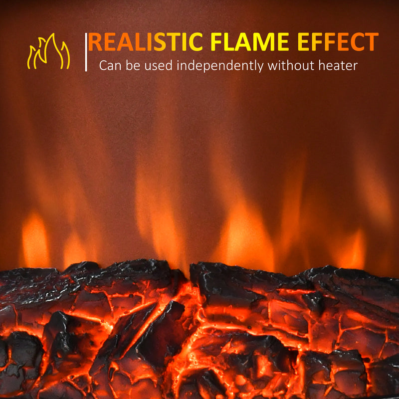 Electric Fireplace Heater for Quick Room Warmth with Adjustable Heat and Flame Effect Black