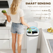 50L Touchless Kitchen Bin with Motion Sensor for Hygienic Waste Disposal White AOSOM