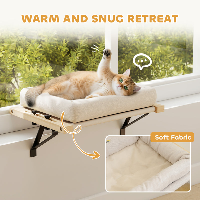 Adjustable Cat Radiator Hammock Bed With Washable Cushion For Indoor Use Cream White