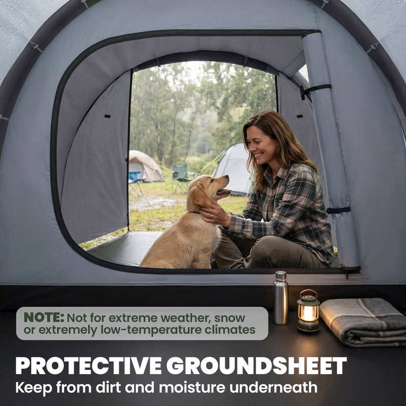 Outsunny 2-3 Person Tunnel Tent with Sewn-in Groundsheet, Air Vents, Rainfly, 2000mm Water Column, Camping Tent with 1 Bedroom, Inbuilt Porch, Living Area for Camping, Hiking, Grey