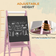 3 in 1 Kids Easel with Paper Roll and Adjustable Height Ideal for Drawing and Learning Pink AOSOM