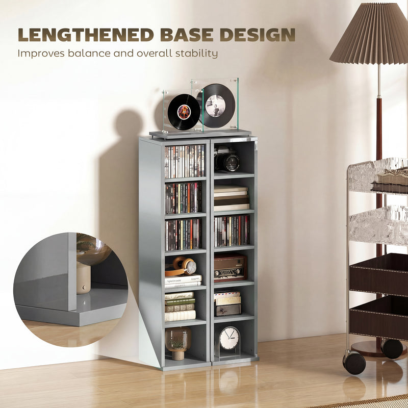CD and Media Storage Shelves Set of 2 for Organised Home or Office High Gloss Grey AOSOM
