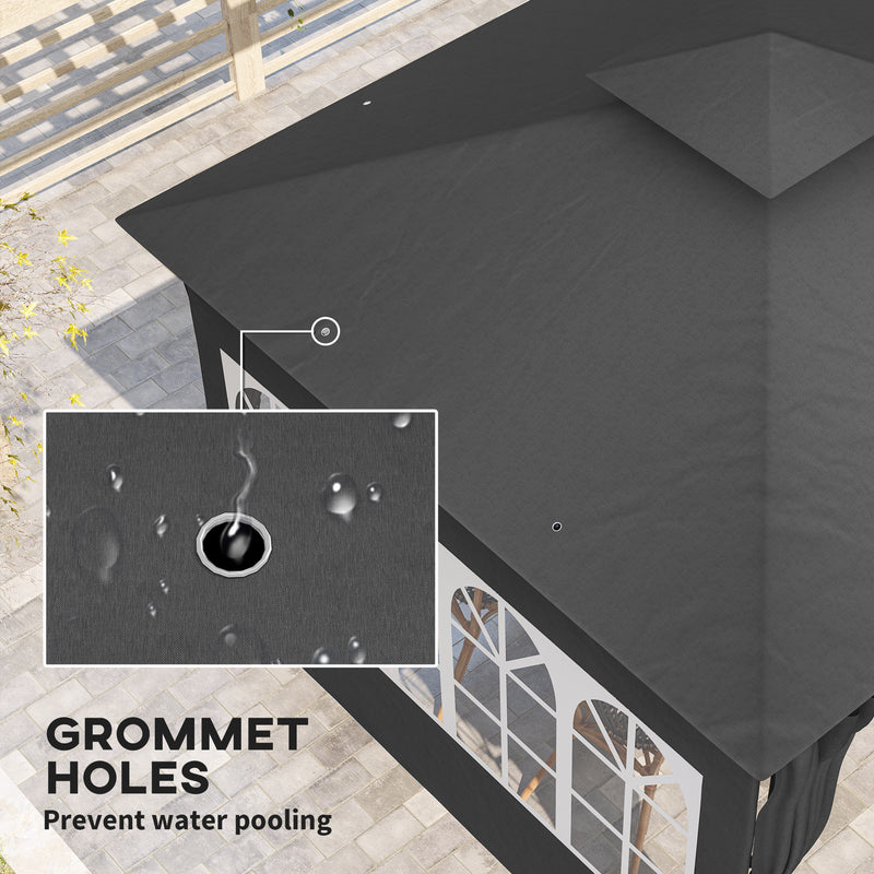 Dark Grey 3 x 3 m Garden Gazebo with Double Roof and Removable Sidewalls by Outsunny