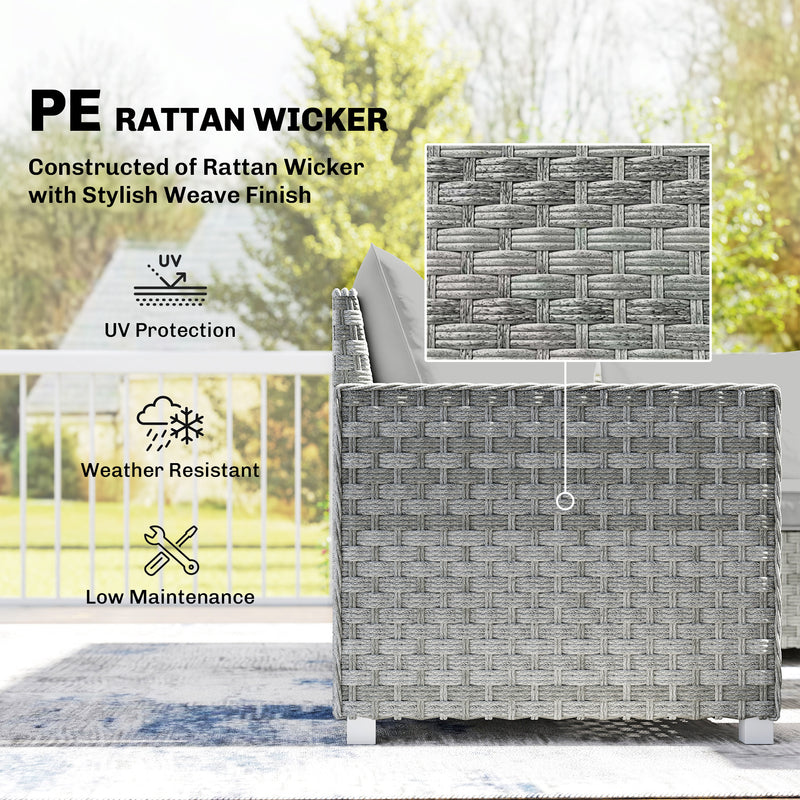 Rattan Garden Dining Set for 6 with Cushions and Table for Outdoor Relaxing Grey