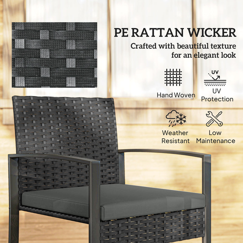 Garden Bistro Set for Small Balconies with Cushioned Chairs and Table