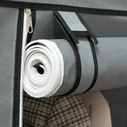 Light Grey Fabric Portable Wardrobe with 8 Shelves and 2 Hanging Rods by HOMCOM