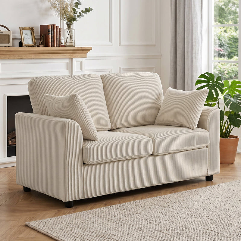 2 Seater Sofa for Small Living Rooms with Firm Support and Soft Corduroy Upholstery