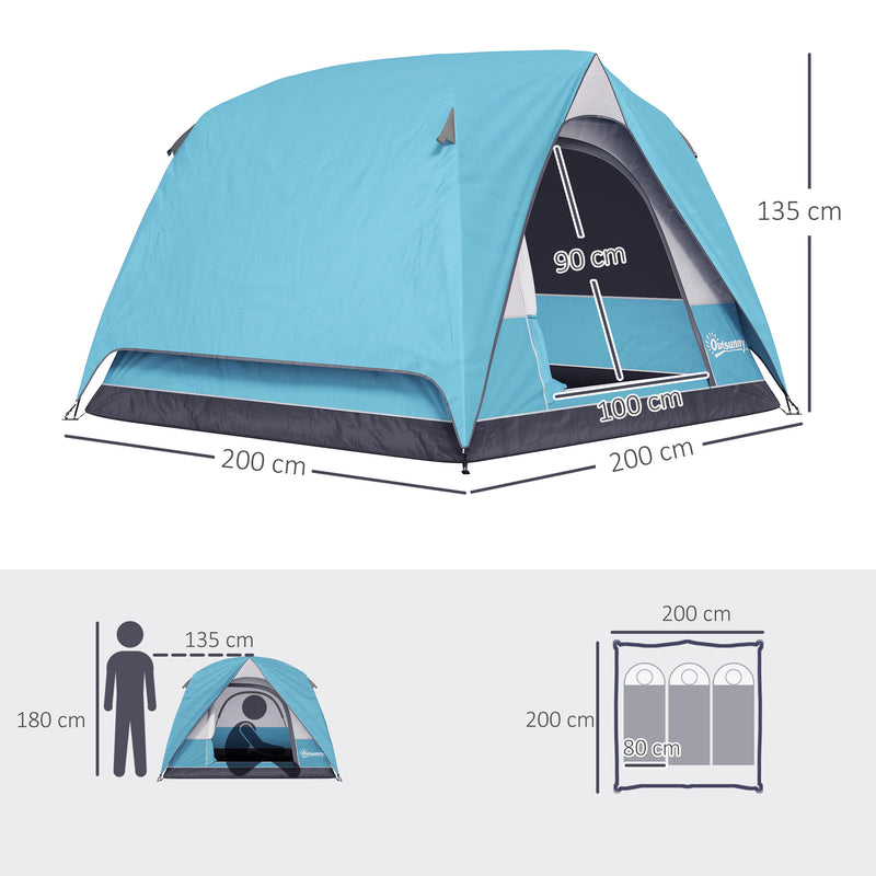 Dome Camping Tent for 3 People Quick Setup Waterproof Shelter with Mesh Windows Navy Blue