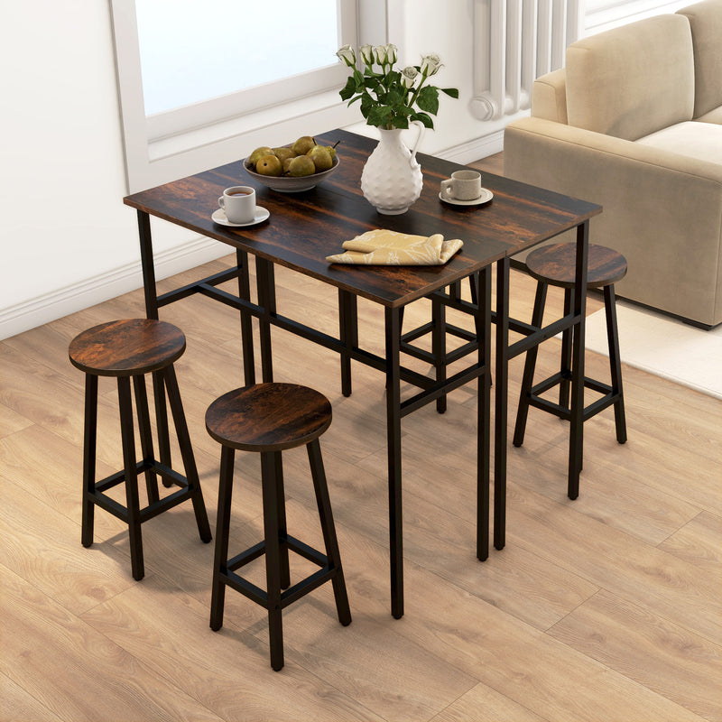 6 Piece Counter Height Bar Table and Stool Set Ideal for Kitchen or Dining Area Rustic Brown