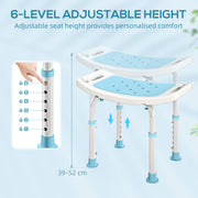 Height Adjustable Aluminium Shower Stool With Padded Seat and Drainage Holes, Turquoise