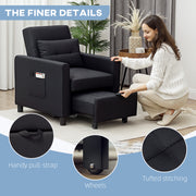 Black Linen Look Single Chair Bed Sofa Folding Design by HOMCOM