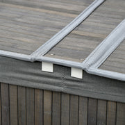 100L Bamboo Laundry Basket with Lid and 2 Sections Removable Lining, Grey