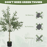 Artificial Olive Tree 4ft with 450 Leaves and 20 Fruits in Pot for Indoor Decor by Outsunny