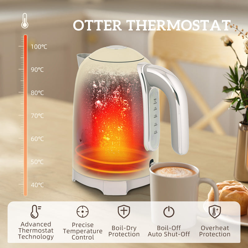 Retro Kettle and Toaster Set 3000W Fast Boil and Even Toasting Ideal for Breakfast Cream