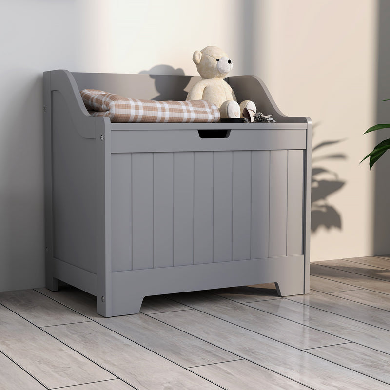 Grey 61L Home Storage Chest With Lift Top Lid And Modern Design By HOMCOM