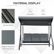 2 in 1 Garden Swing Chair and Hammock Day Bed with Adjustable Canopy Folds Flat for Outdoor Relaxing, Dark Grey Outsunny