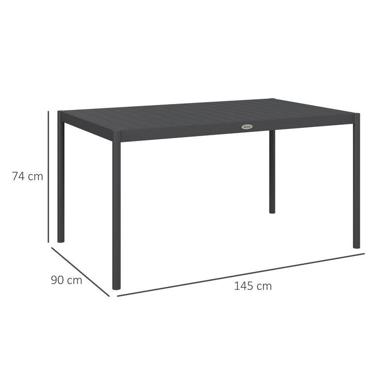6 Seater Rectangular Outdoor Dining Table With Slatted Aluminium Top For Garden Or Patio Use