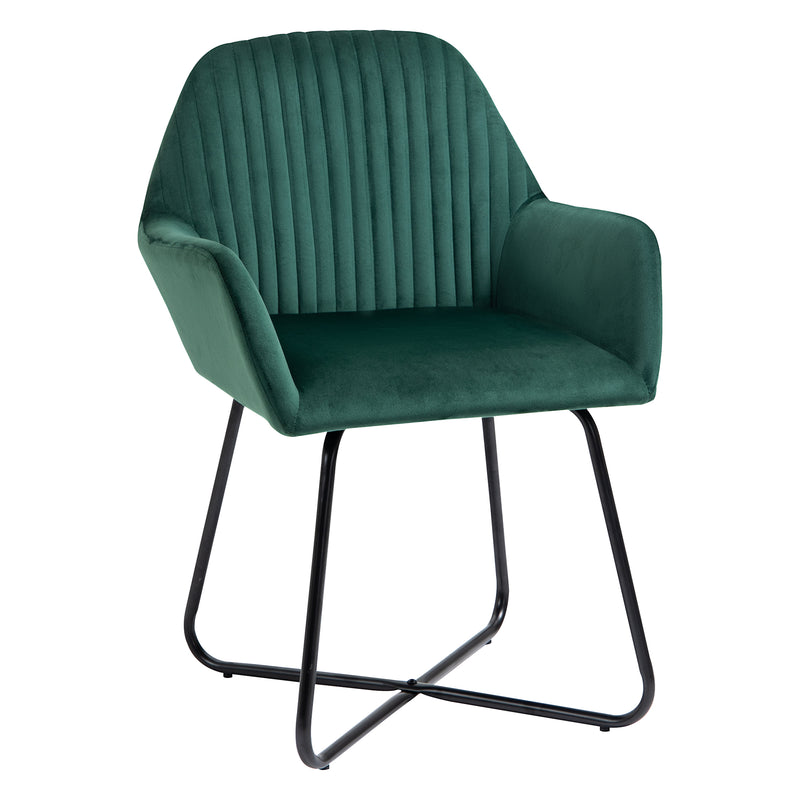 Upholstered Armchair with Metal Base Ideal for Living Room or Bedroom Seating Green
