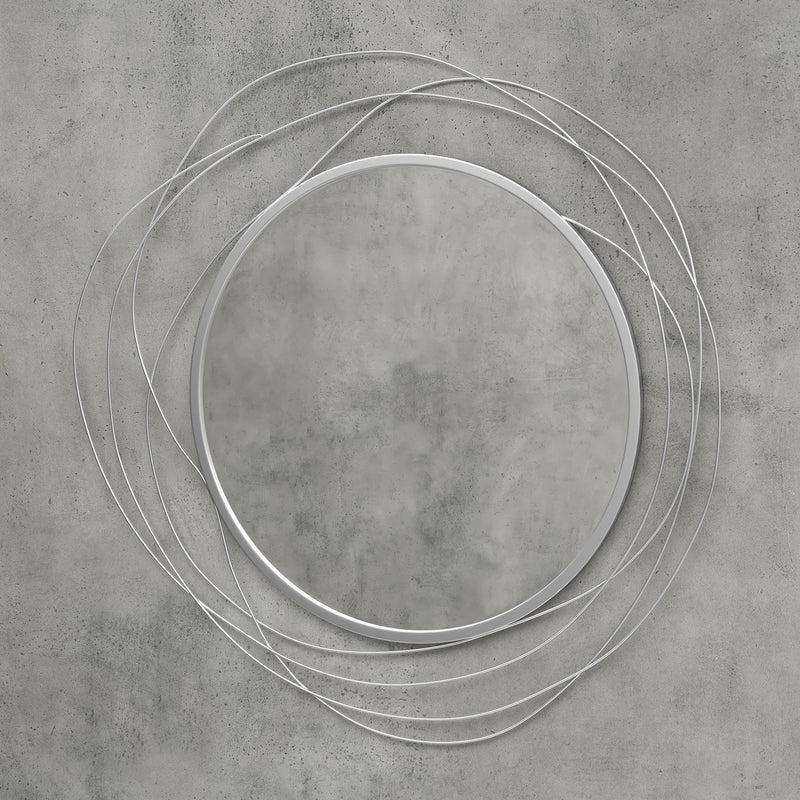 Decorative Metal Wire Wall Mirror With Mounting Accessories Ideal for Hallway or Lounge Silver
