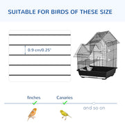 Metal Bird Cage for Finches and Canaries with Tray Swing Ring and Feeders, Grey