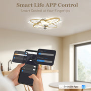 Ceiling Fan with Light and Starry Sky Effect for Year Round Comfort and Easy Control White AOSOM