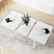 Extendable White High Gloss Dining Table Seats 4-6 Small Space Kitchen Table 120-160cm by HOMCOM