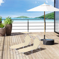 2 Piece Foldable Sun Lounger Set with Adjustable Backrest and Canopy for Garden Beige AOSOM