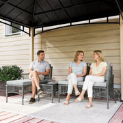 Small Rattan Garden Sofa Set with Loveseat Chaise and Coffee Table for Relaxing Outdoors, Dark Grey Outsunny