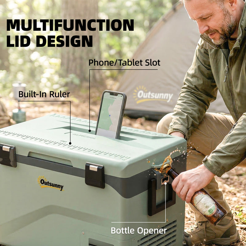 Camping Fridge with Wheels and Bluetooth Control for Fresh Food and Drinks 42.5L Green AOSOM