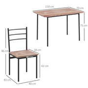 5 Piece Space Saving Dining Table and Chairs Set with Steel Frame for Small Kitchens Black