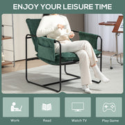 Green Minimalist Padded Accent Chair with Side Pockets by HOMCOM