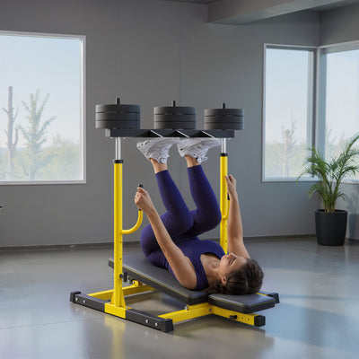 Vertical Leg Press Machine with Adjustable Positions for Strength Training Yellow AOSOM