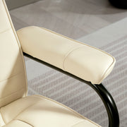 Swivel Recliner Massage Chair with Footstool and Remote Control for Home Comfort, Cream White