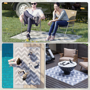 Grey and White Reversible Outdoor Rug 1.2 x 1.8m Waterproof Plastic Mat for Garden Camping Beach by Outsunny