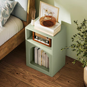 Bedside Table with 2 Open Shelves for Bedroom Storage and Display, Light Green