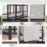 Garden Dining Set 8 Seater Space Saving Cube with Cushions and Storage, Black/Grey Outsunny