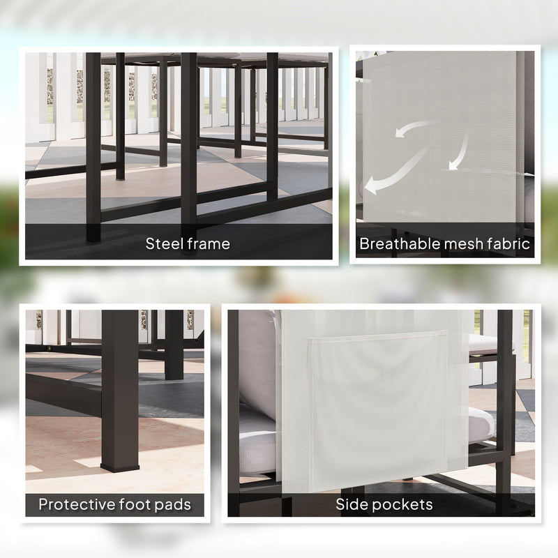 Garden Dining Set 8 Seater Space Saving Cube with Cushions and Storage, Black/Grey Outsunny