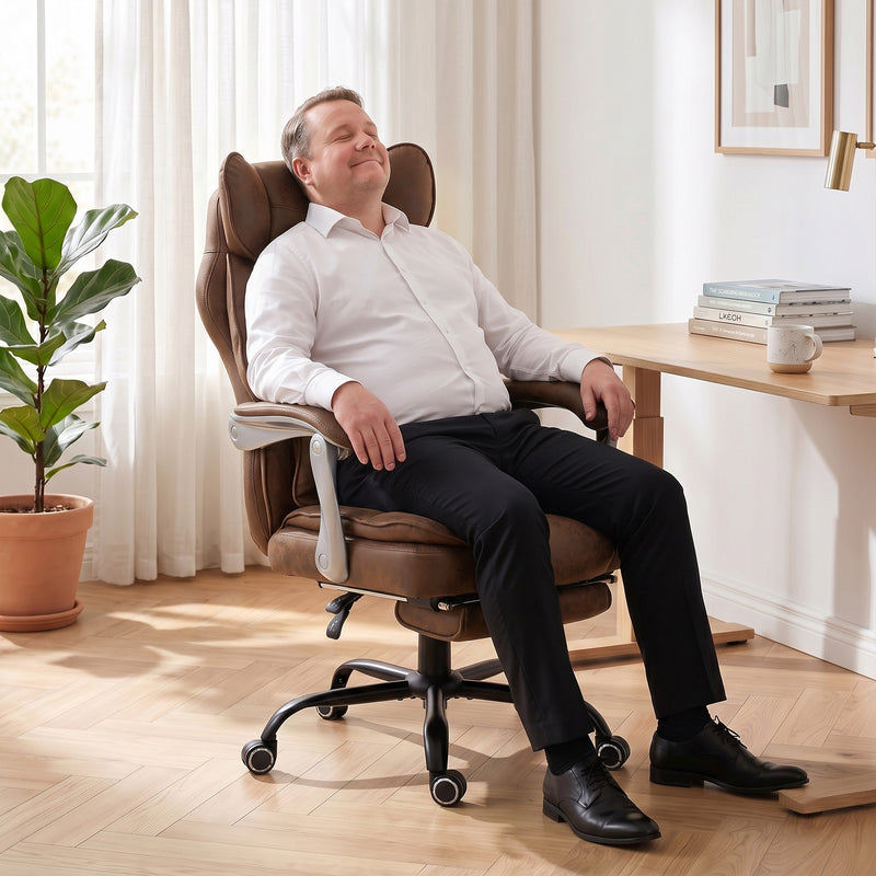 Office Chair for Tall and Large Adults with Wide Seat Reclining Back and Lumbar Support Dark Brown