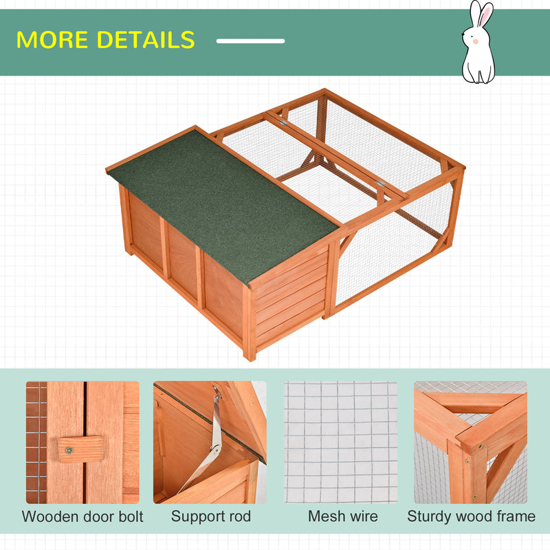Raised Wooden Guinea Pig Hutch With Run for Small Pets Weatherproof Design, Grey