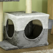 Multi Level Cat Tree with Sisal Scratching Posts Perches and Toy Mouse for Indoor Fun Grey