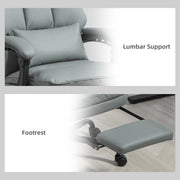 Grey Faux Leather Reclining Executive Swivel Office Chair With Footrest by HOMCOM