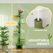 Floor to Ceiling Adjustable Cat Tree with Scratching Posts and Hammock by PawHut