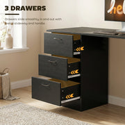 Computer Desk With Storage Shelves And Drawers Ideal For Home Office Use Black AOSOM
